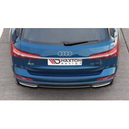 Накладка сплиттер на задний бампер Вариант 2 на Audi A6 C8 Avant S-Line